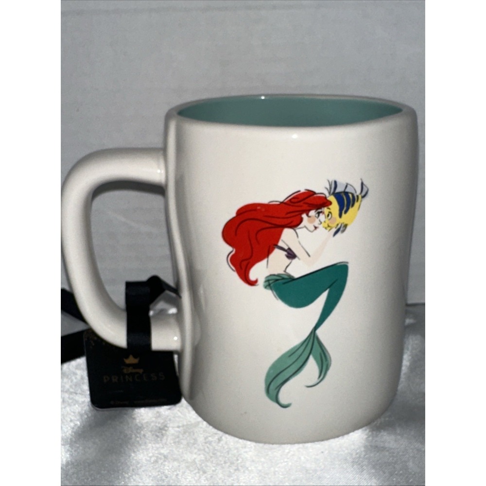 Rae Dunn Disney Princess Ariel Mermaid At Heart Mug Teal Interior New With Tag